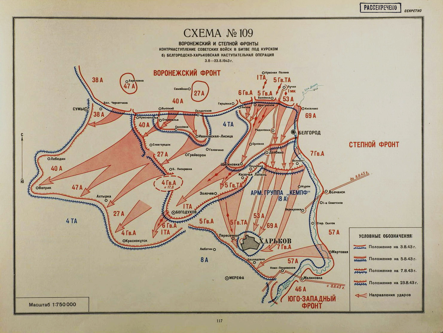 Схема Белгородско-Харьковской наступательной операции